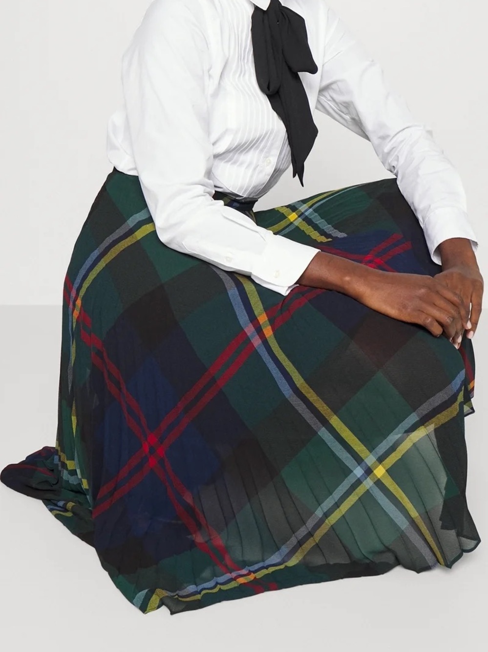 Ralph Lauren Multicolor Plaid Pleated Midi Skirt - Picture 2 of 5